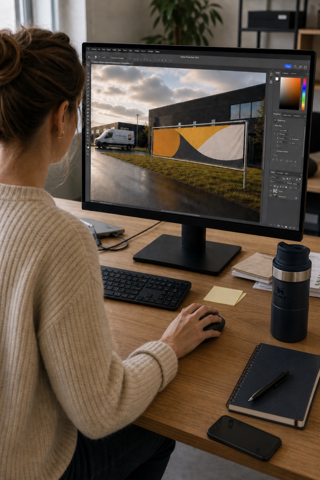 Designer laver visualisering af bannersystem